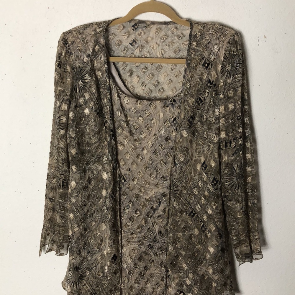 Cattiva two piece dress set size 12-ruffle dress and sheer jacket/blouse